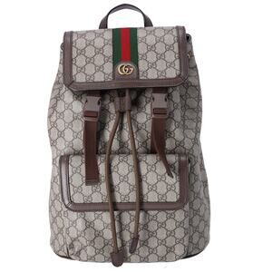 GUCCI Ophidia GG Supreme Backpack 792114 Light Brown PVC Leather